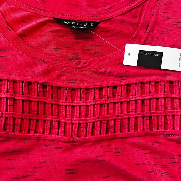 TUNIC, LATTICE INSERT, TEABERRY (Red with Small Bits of Navy), SIZE 4X, SIDE - Picture 1 of 10